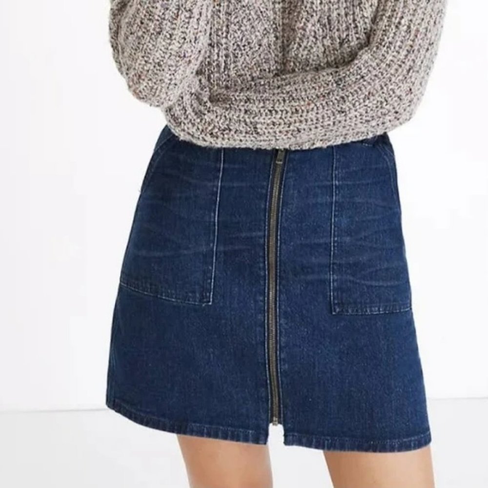 Madewell Zip Up Denim Utility Skirt (Size 29)